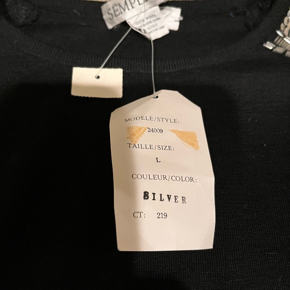 Ladies Black Wool Sweater with Sequin Shoulders - Picture 5 of 6